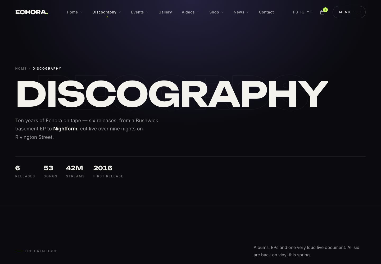 Discography — Inner page