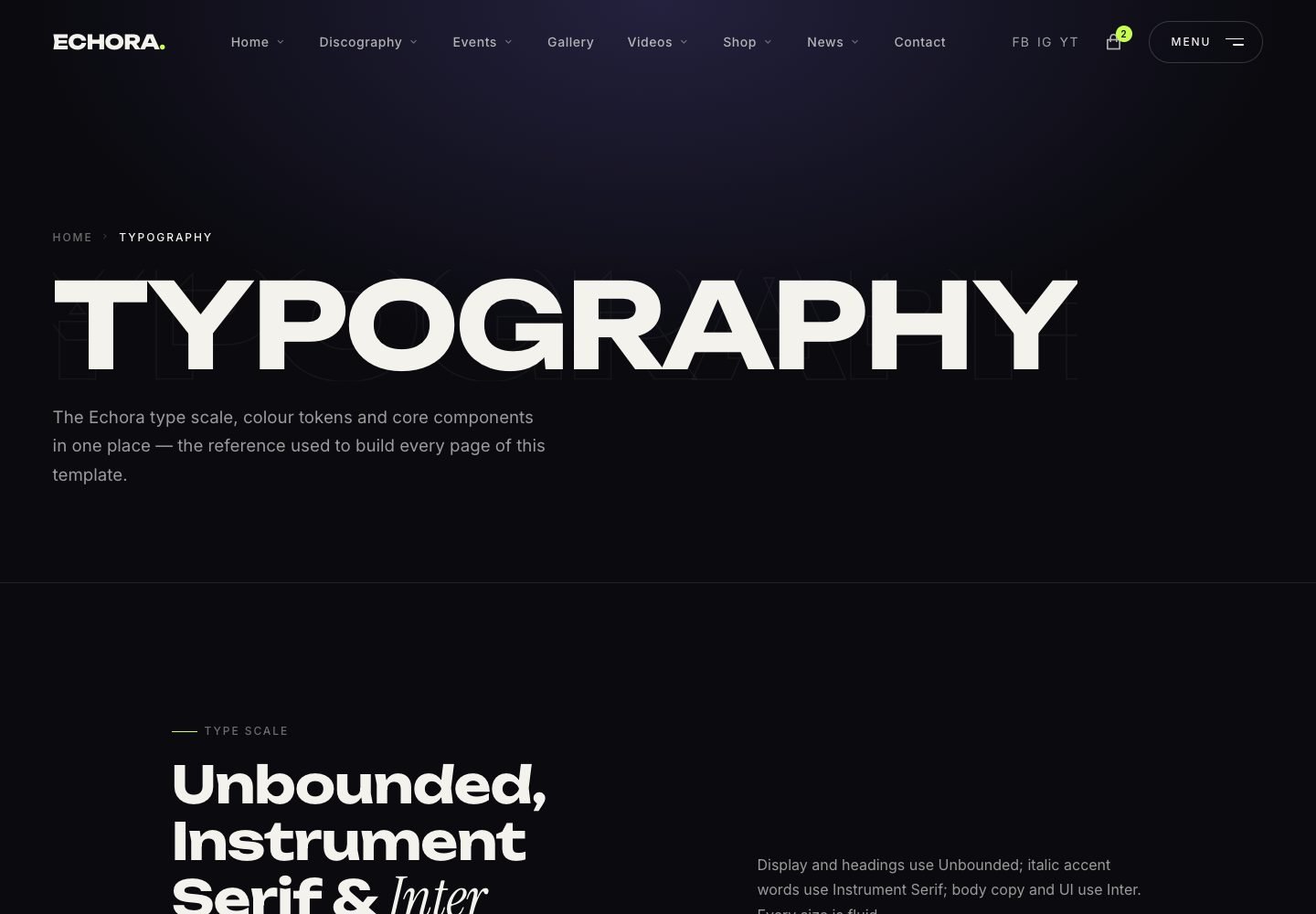 Typography — Inner page